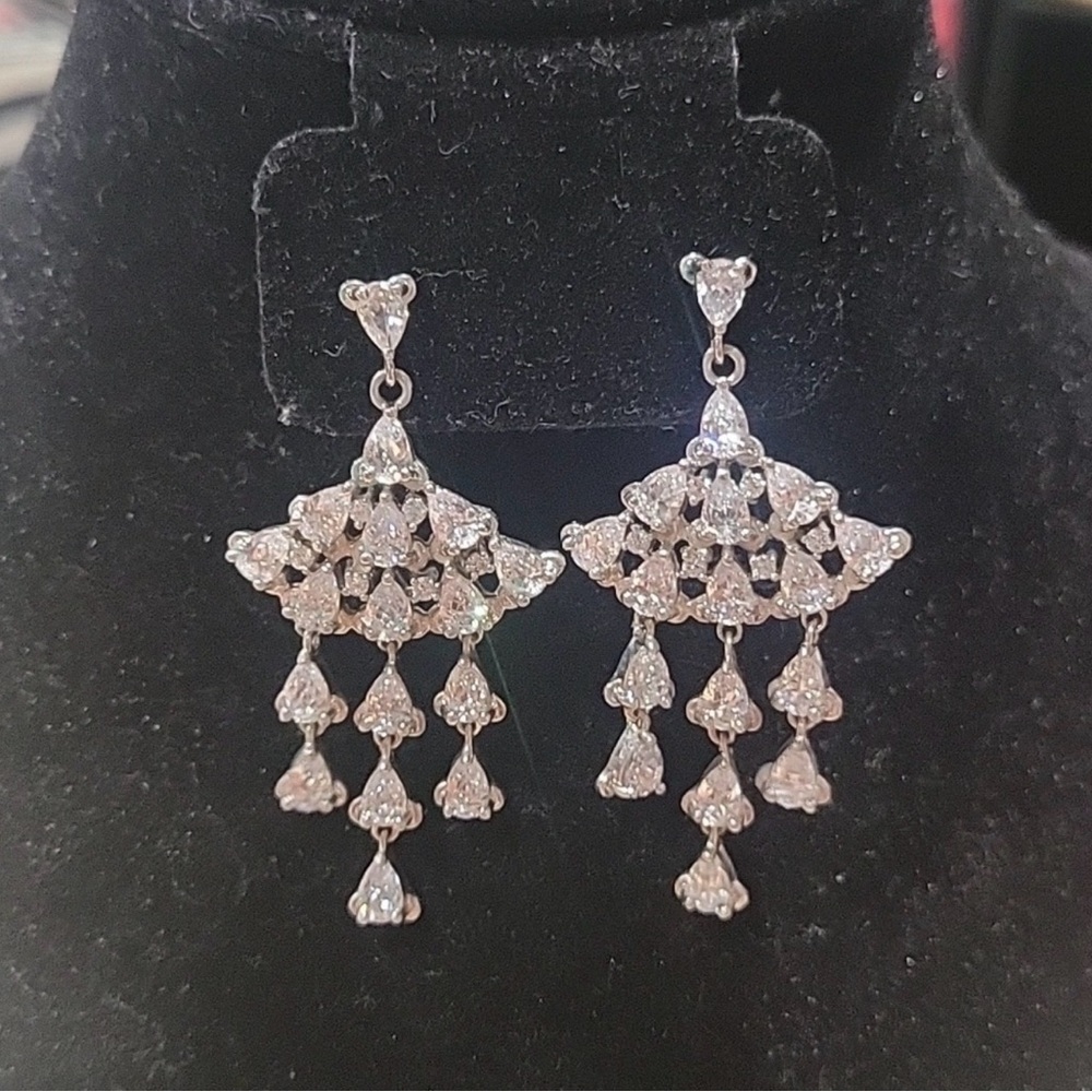 Elegant Silver Chandelier Earrings